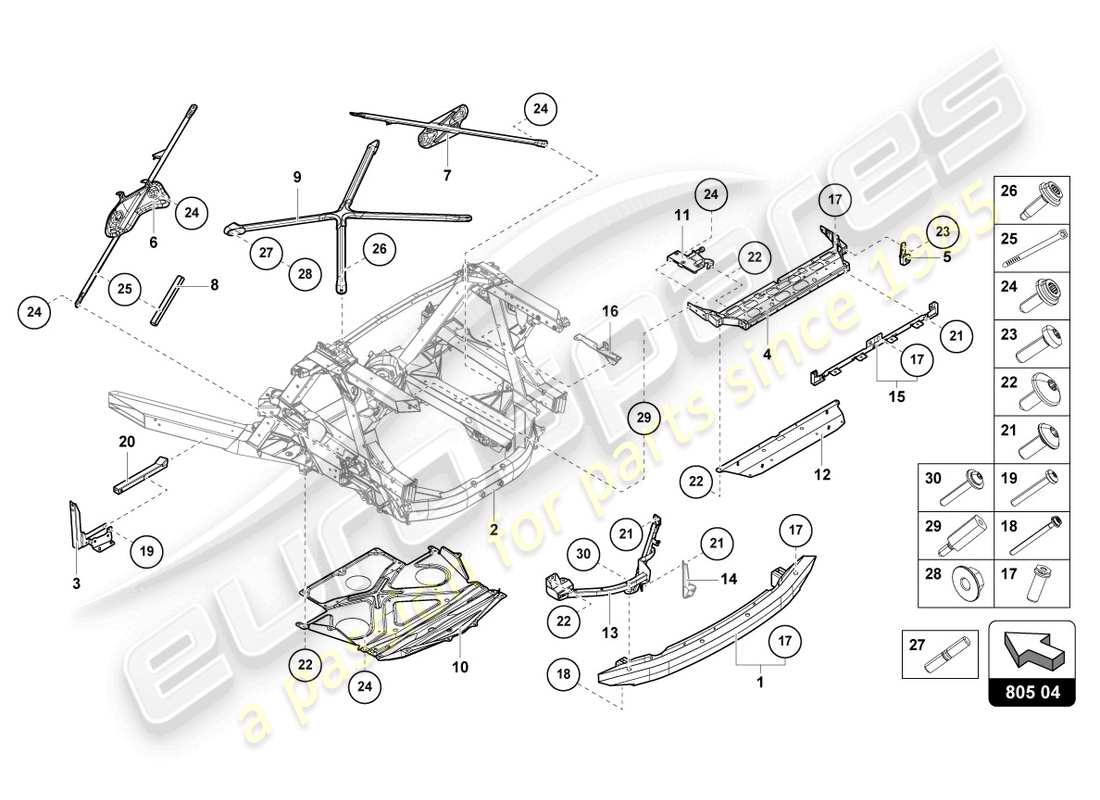 lamborghini sto (2023) chassis rear, outer part diagram