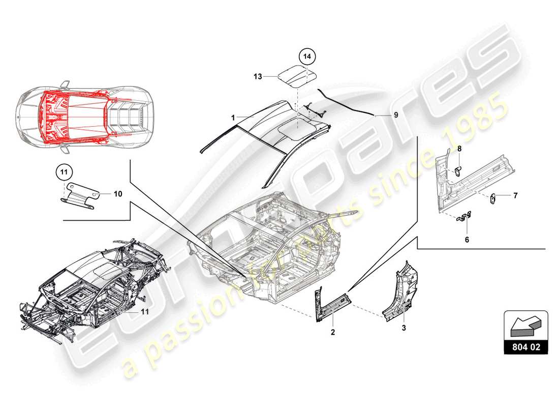 lamborghini 2018 (super trofeo evo) cockpit and roof part diagram