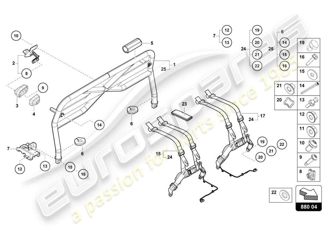 lamborghini 2023 (sto) roll bar part diagram