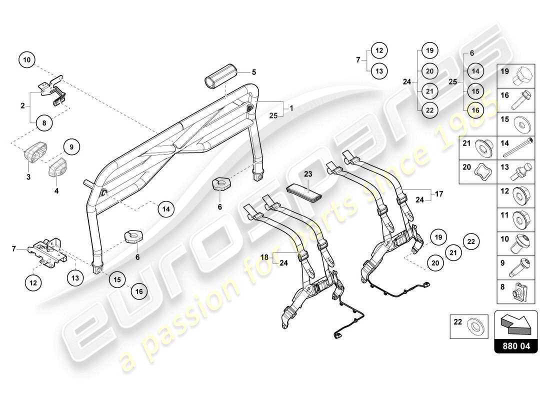 lamborghini sto (2023) roll bar part diagram