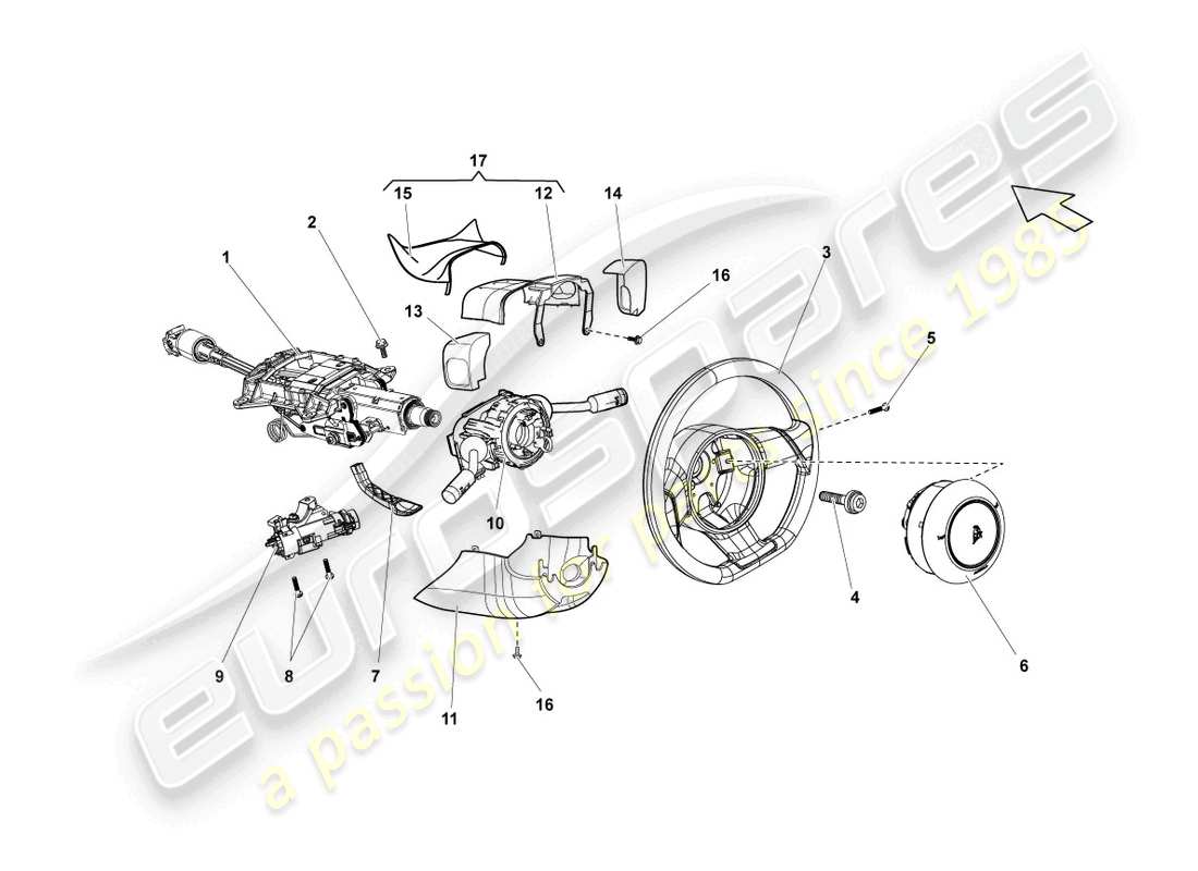 lamborghini superleggera (2008) steering wheel part diagram