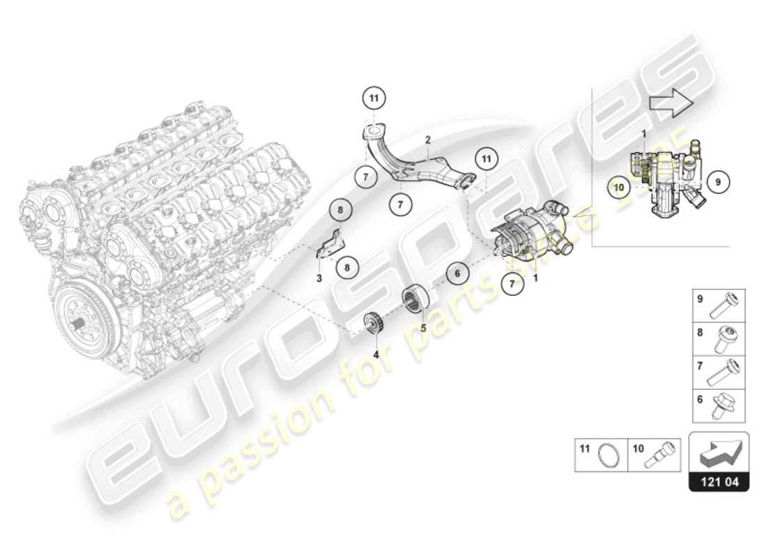 lamborghini revuelto coupe (2024) coolant pump water system part diagram