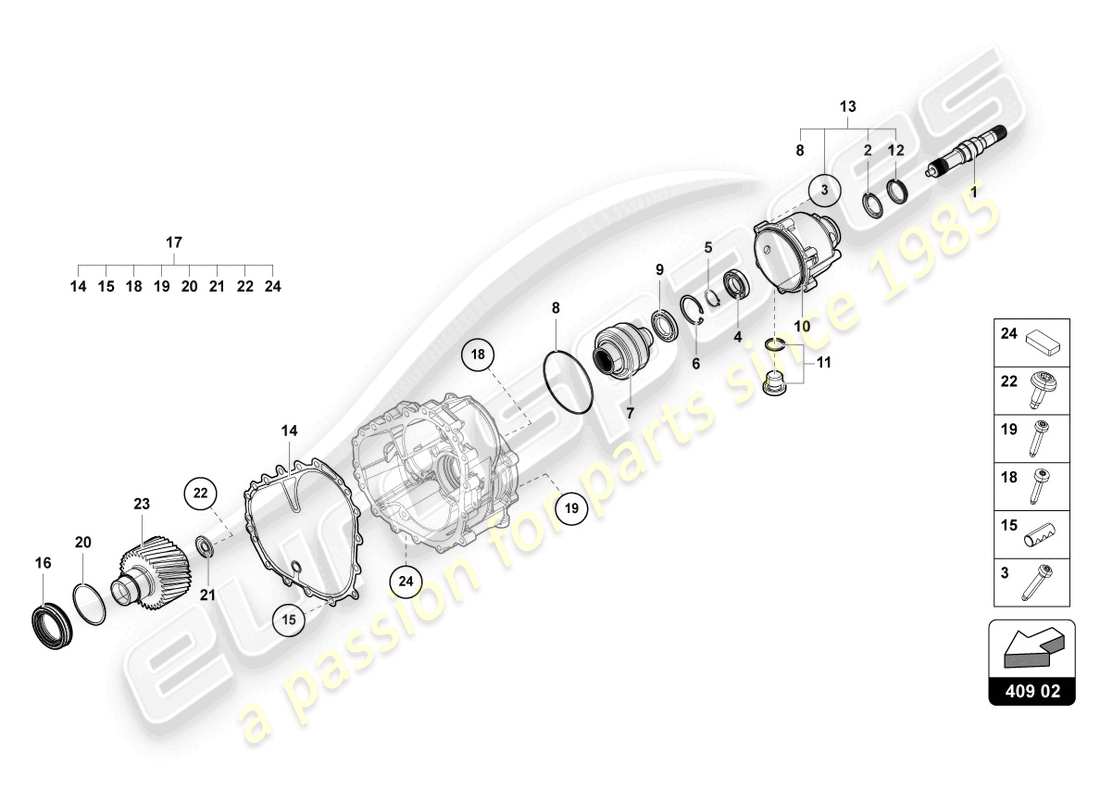 lamborghini urus (2019) differential front parts diagram