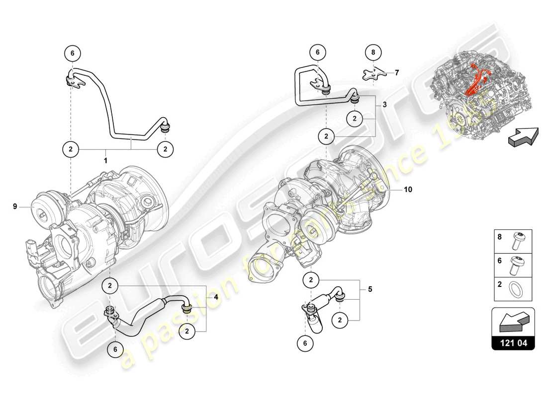 lamborghini urus (2020) coolant cooling system for turbocharger 4.0 ltr. parts diagram