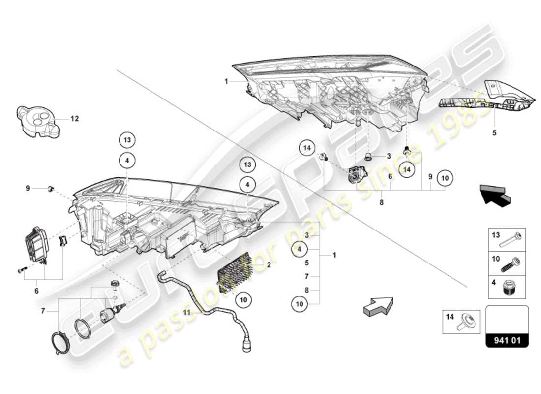 lamborghini urus (2020) led headlight part diagram