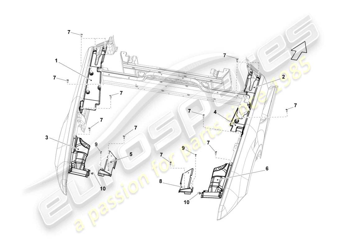 lamborghini lp550-2 spyder (2010) cover for engine compartment part diagram