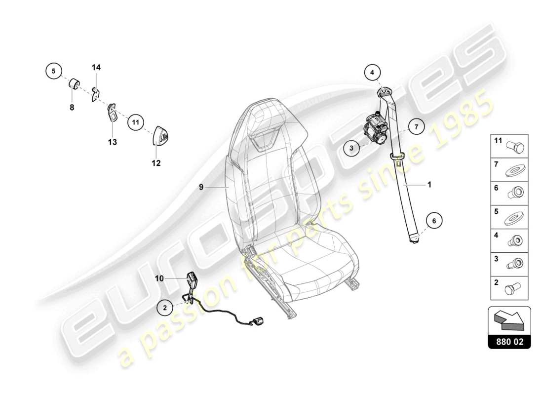 lamborghini 2021 (sto) seat belts part diagram
