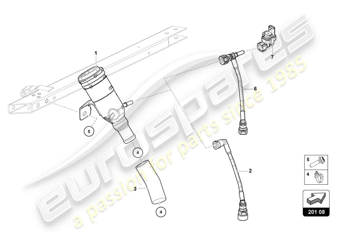 lamborghini 2021 (evo coupe) fuel filler neck part diagram