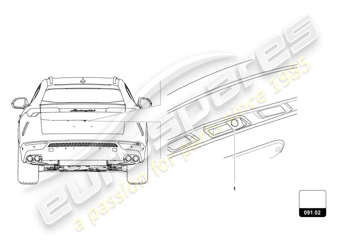 lamborghini urus performante (accessories) retrofit kit for reversing camera part diagram