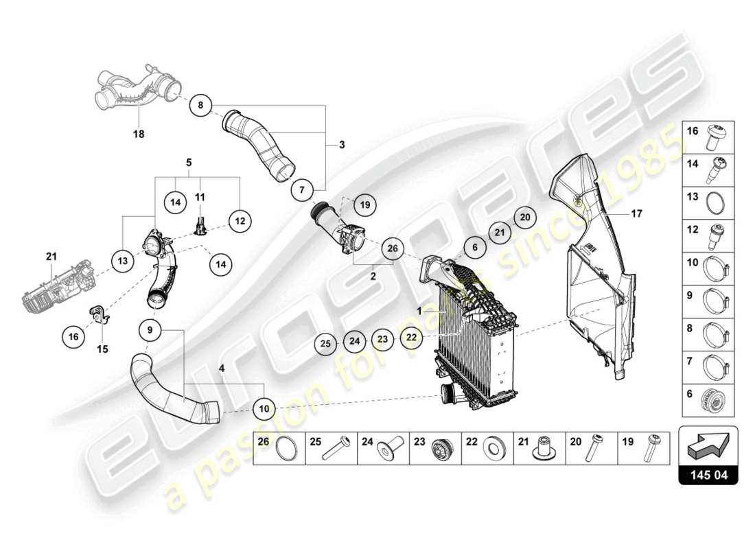 lamborghini urus (2022) charge air cooler right parts diagram