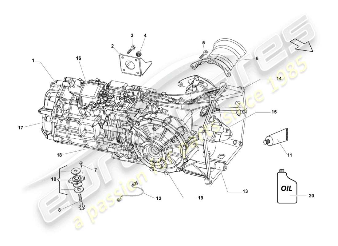 lamborghini lp570-4 spyder performante (2013) gearbox, complete part diagram