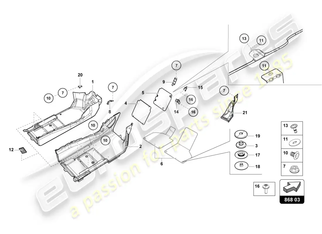lamborghini lp600-4 zhong coupe (2015) noise insulation plate inner parts diagram