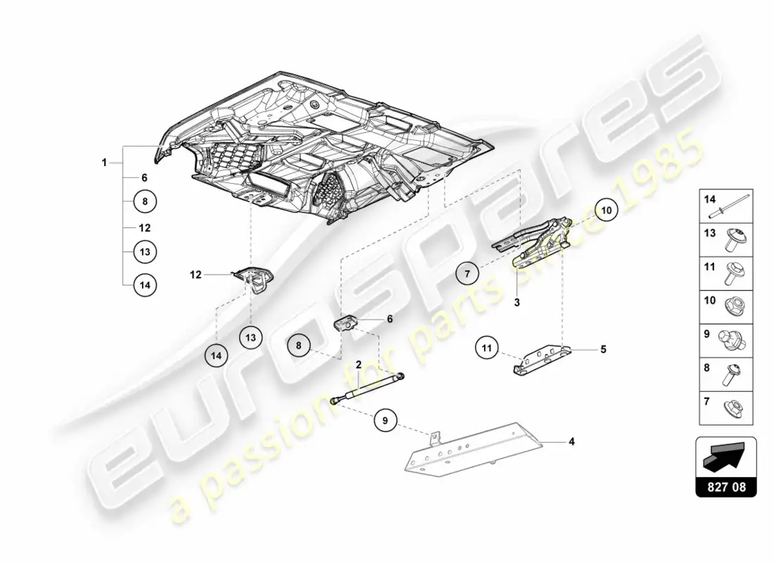 lamborghini performante spyder (2018) rear lid parts diagram
