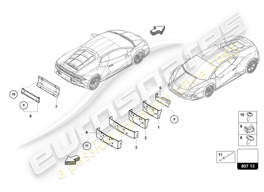 lamborghini evo spyder (2023) licence plate holder part diagram