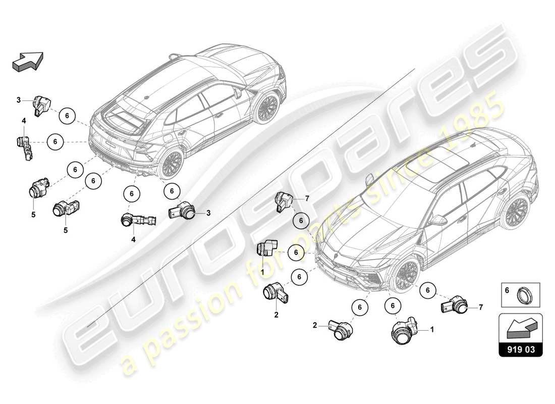 lamborghini urus performante (2024) sensor part diagram