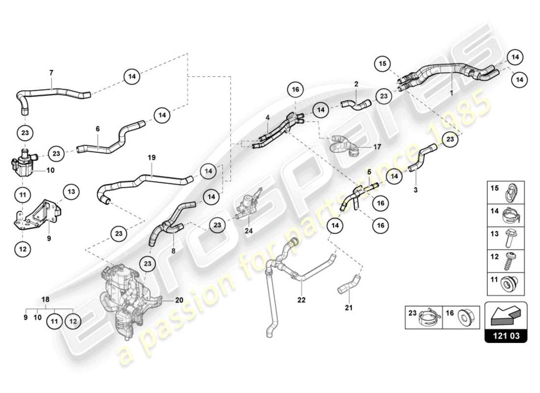 lamborghini urus performante (2024) coolant pipe part diagram