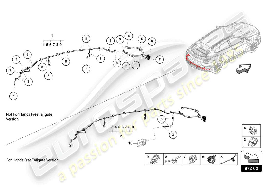 lamborghini urus (2019) wiring set for bumper rear part diagram