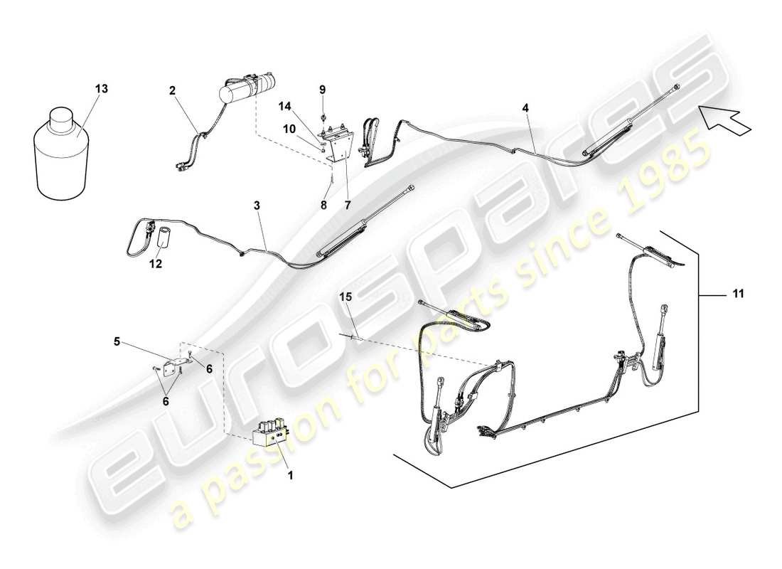 lamborghini gallardo spyder (2007) hydraulic system for actuating convertible roof part diagram