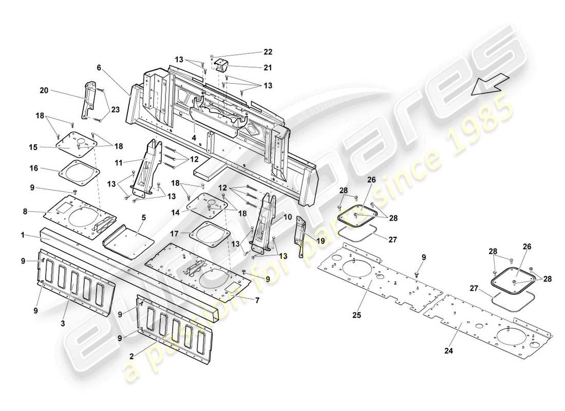 lamborghini lp560-4 spider (2012) rear panel part diagram