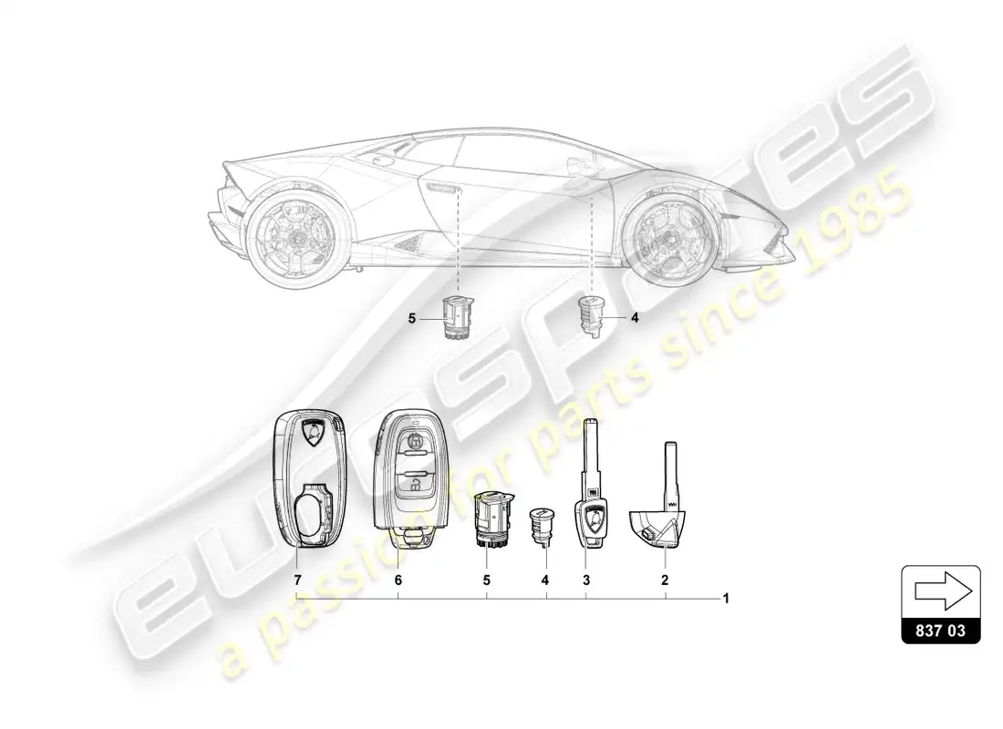 lamborghini lp600-4 zhong coupe (2016) lock with keys parts diagram
