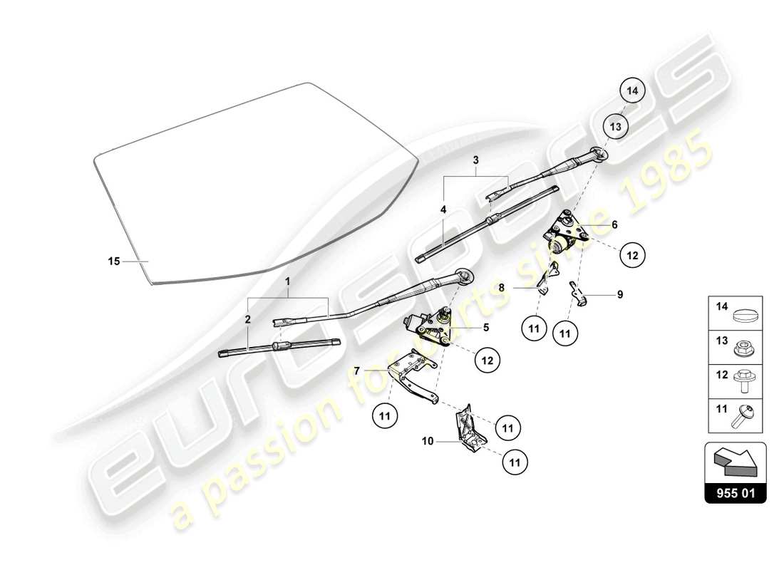 lamborghini 2023 (evo coupe 2wd) windshield wiper part diagram