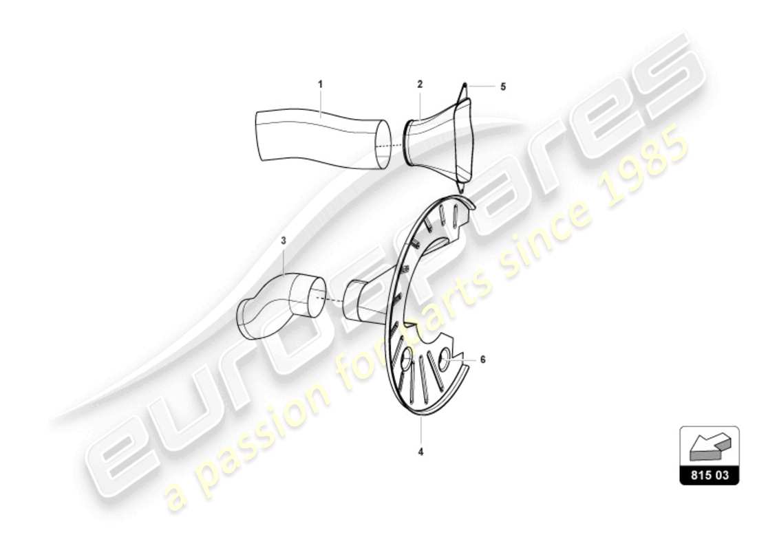 lamborghini 2022 (super trofeo evo 2) front brake disc and caliper cooling part diagram