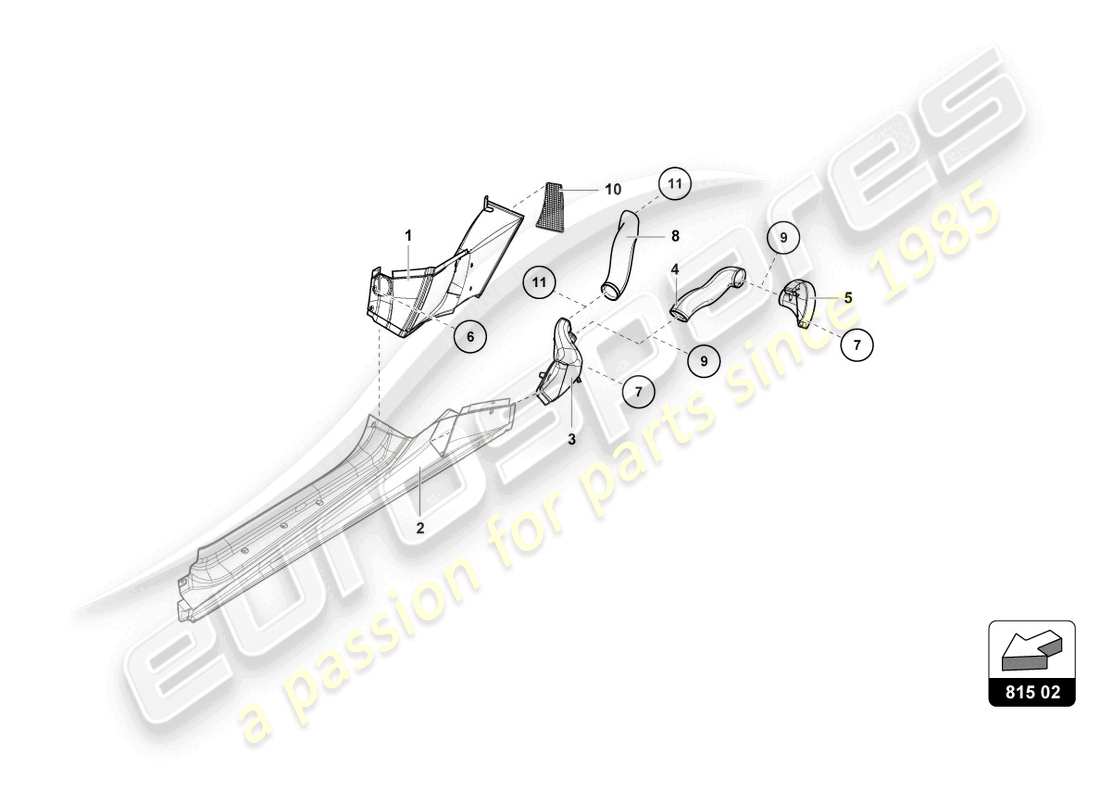 lamborghini super trofeo (2015) convogliatori aria posteriori part diagram