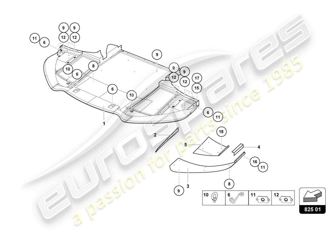 lamborghini super trofeo (2015) frame floor panels part diagram