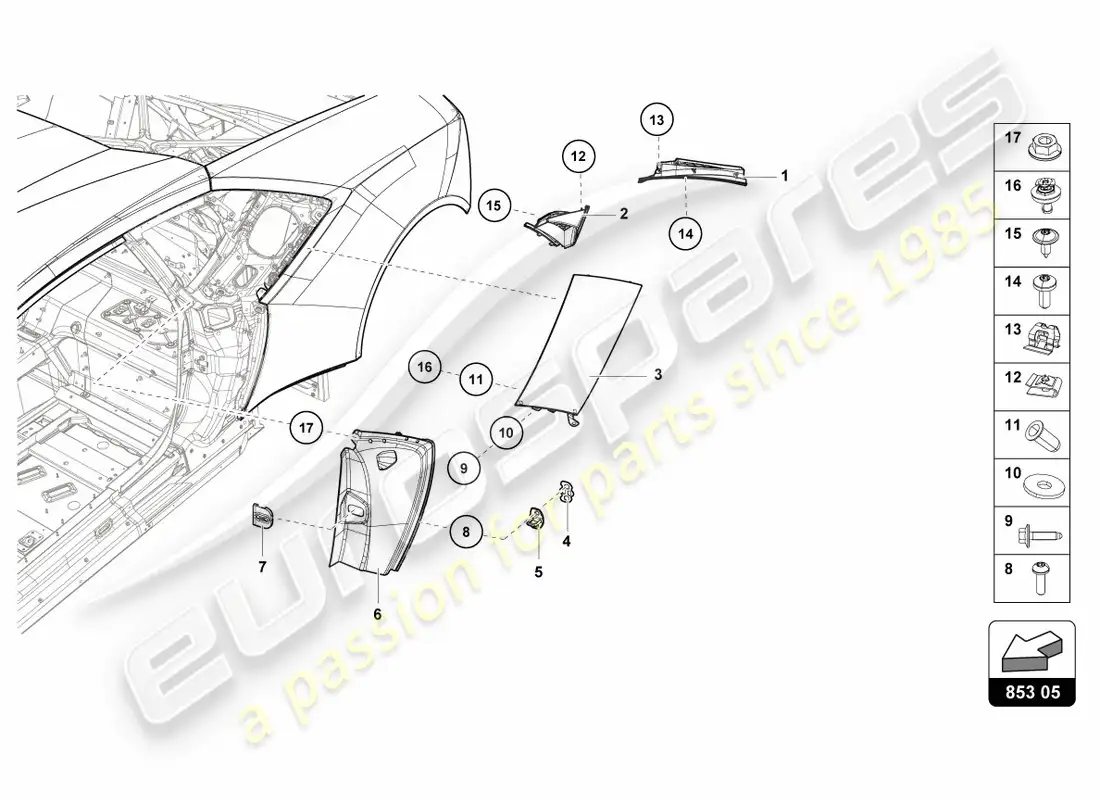 lamborghini lp600-4 zhong coupe (2016) cover plate for side member parts diagram