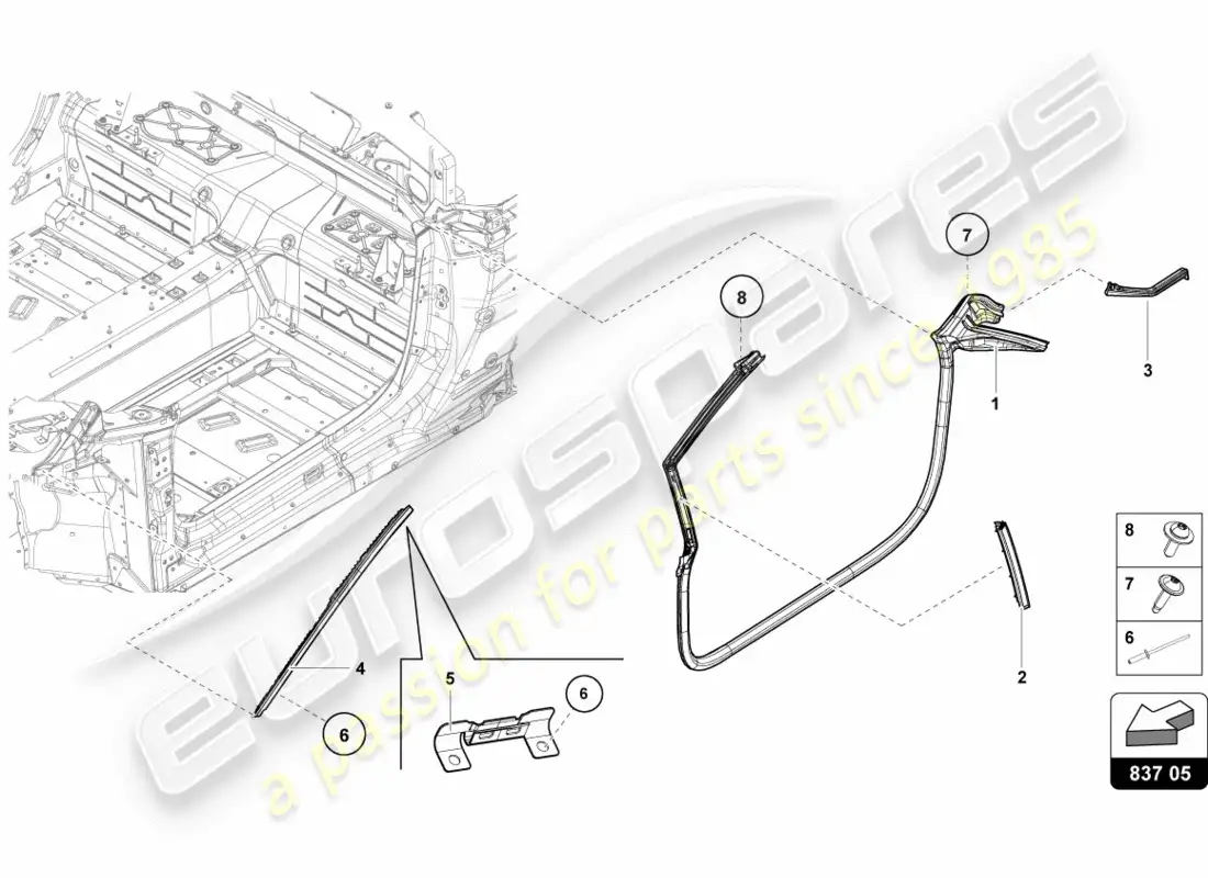 lamborghini performante spyder (2020) gaskets front doors parts diagram