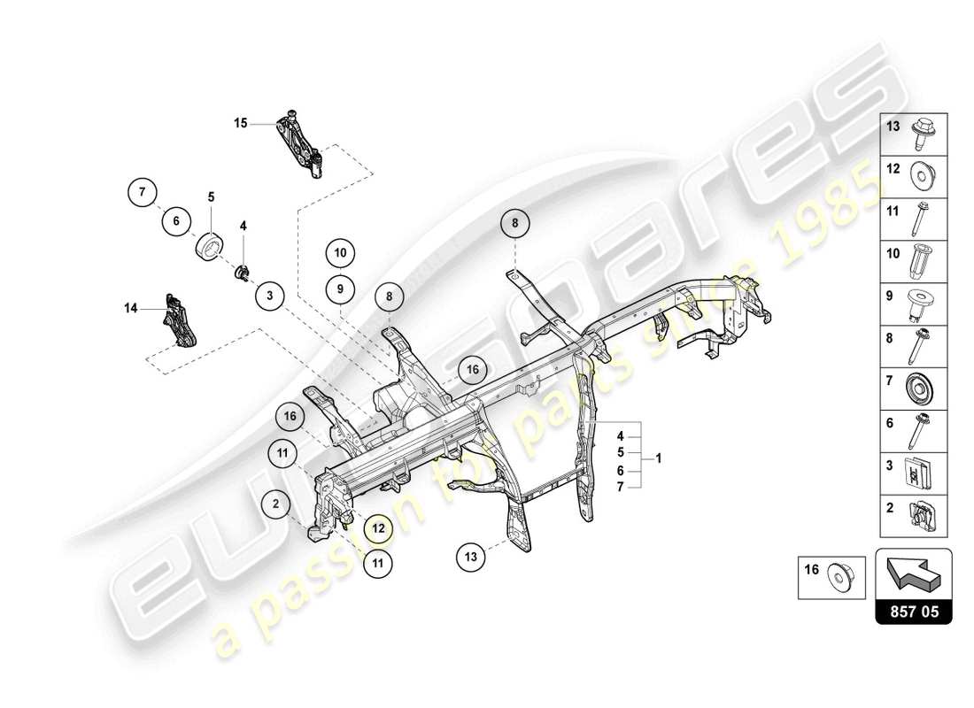 lamborghini urus (2019) cross member for dash panel parts diagram