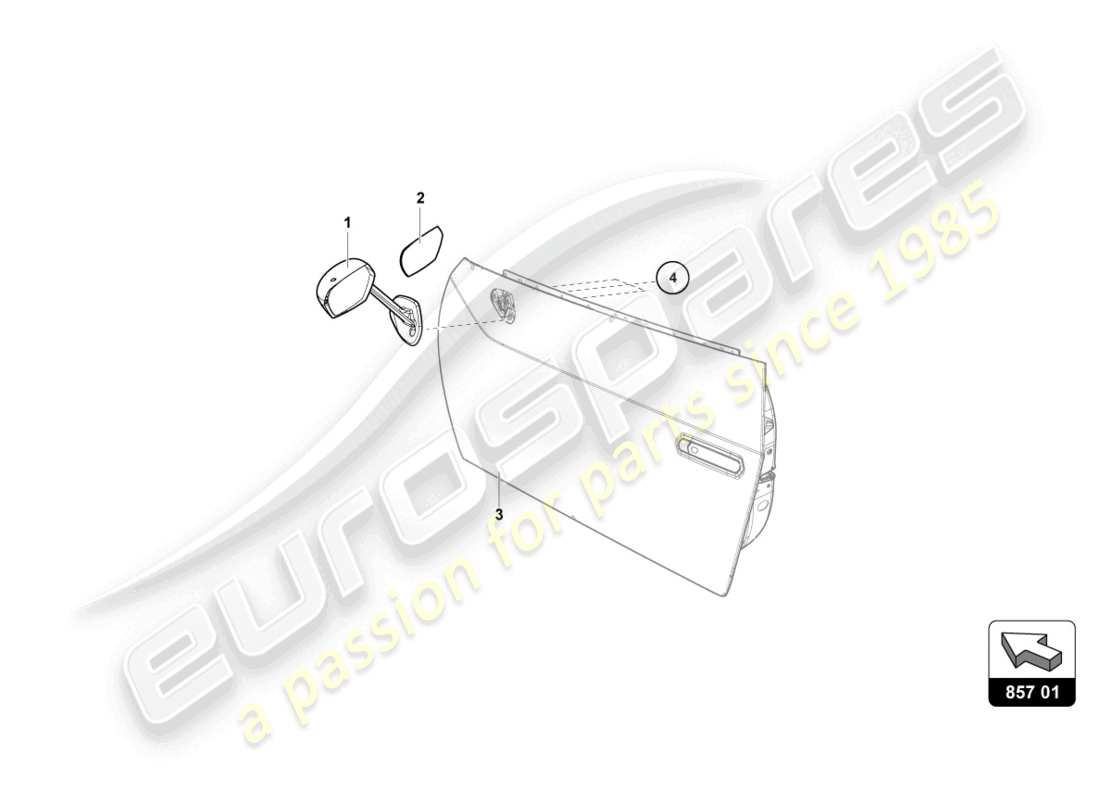 lamborghini super trofeo (2015) external rear view mirror part diagram