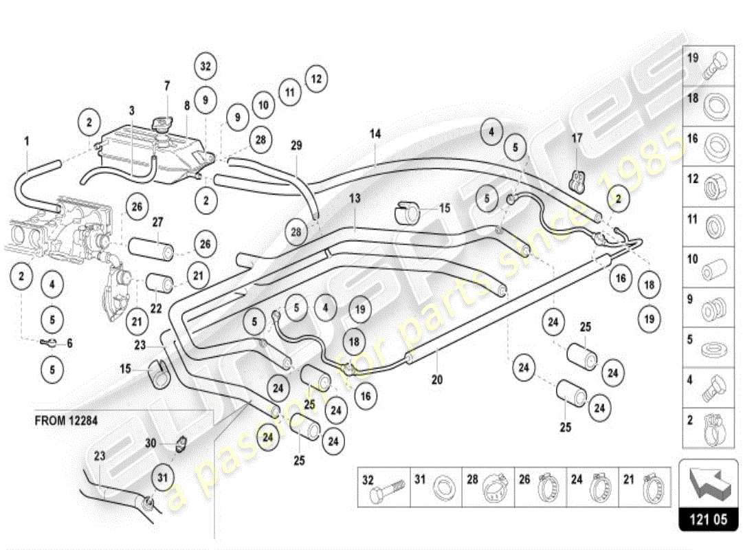 lamborghini diablo vt (1995) coolant pump part diagram