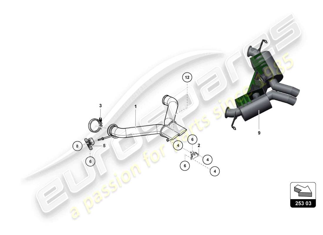 lamborghini super trofeo (2015) muffler part diagram