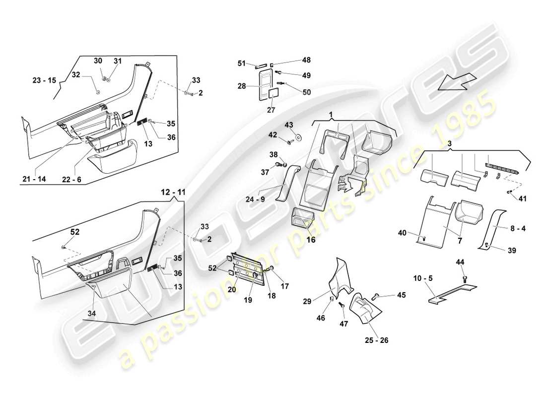 lamborghini lp640 coupe (2010) pillar trim part diagram