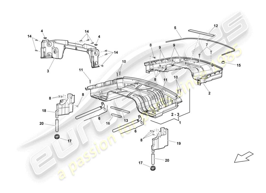 lamborghini lp560-4 spyder fl ii (2013) convertible top stowage box parts diagram
