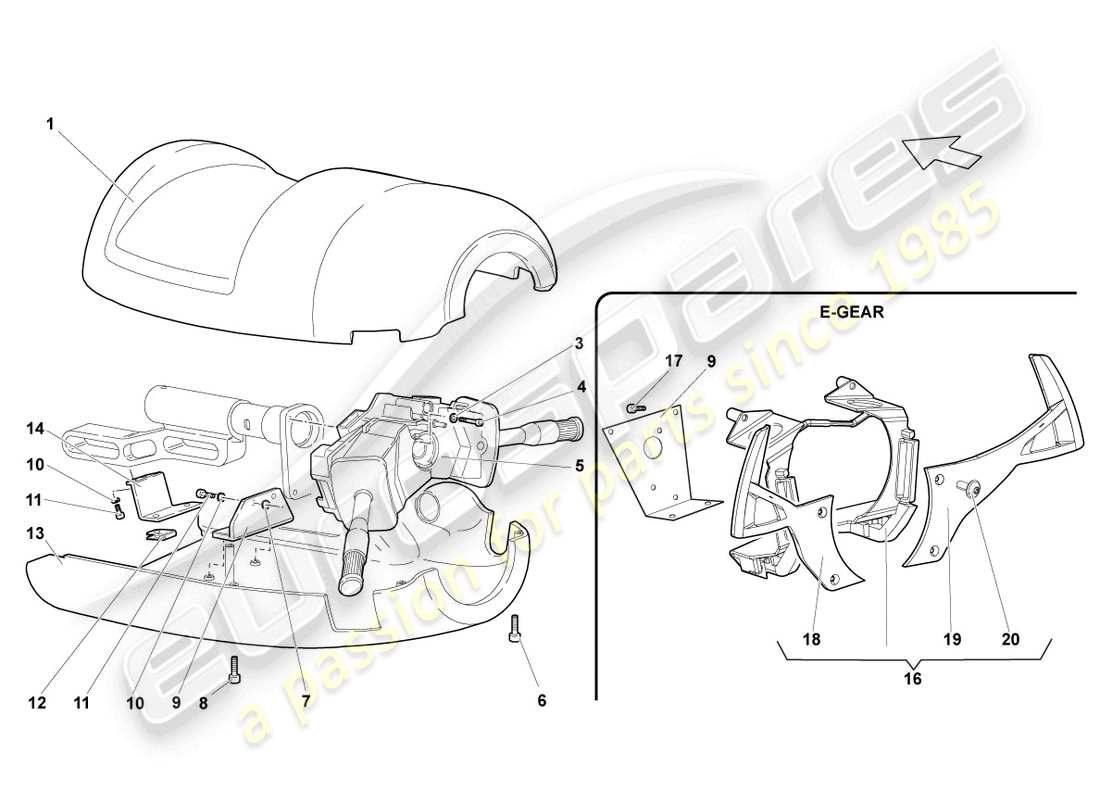 lamborghini lp640 roadster (2008) steering col. combi switch part diagram