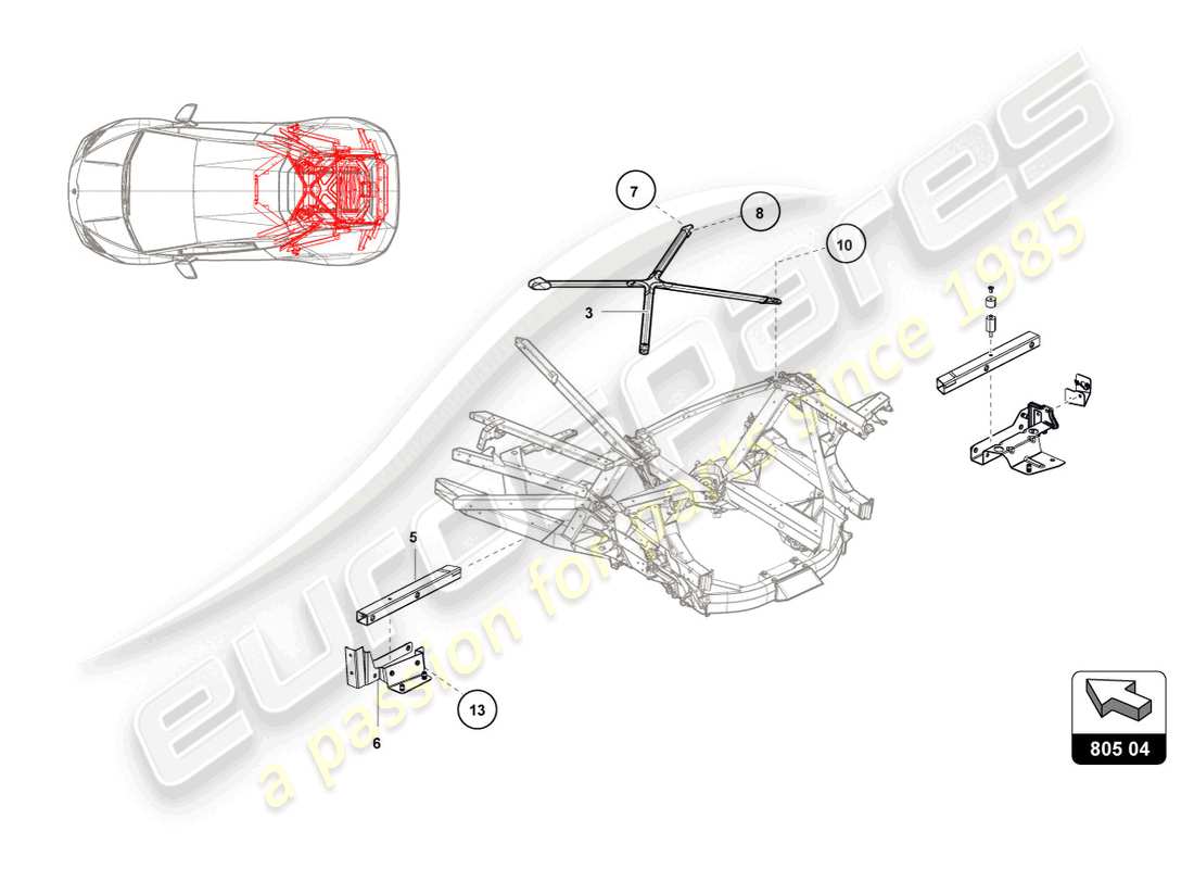 lamborghini 2022 (super trofeo evo 2) rear frame outer elements part diagram