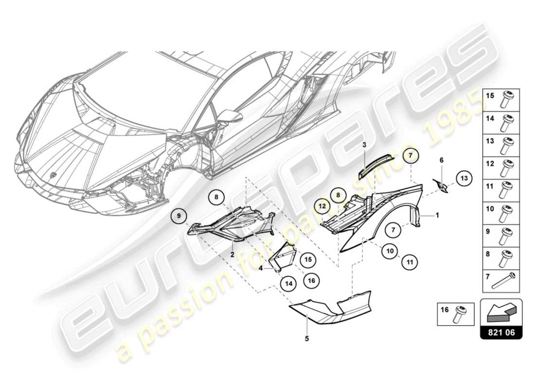 lamborghini sian roadster (2021) wing front part diagram