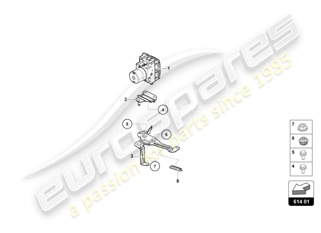 lamborghini evo spyder (2023) abs unit with control unit part diagram