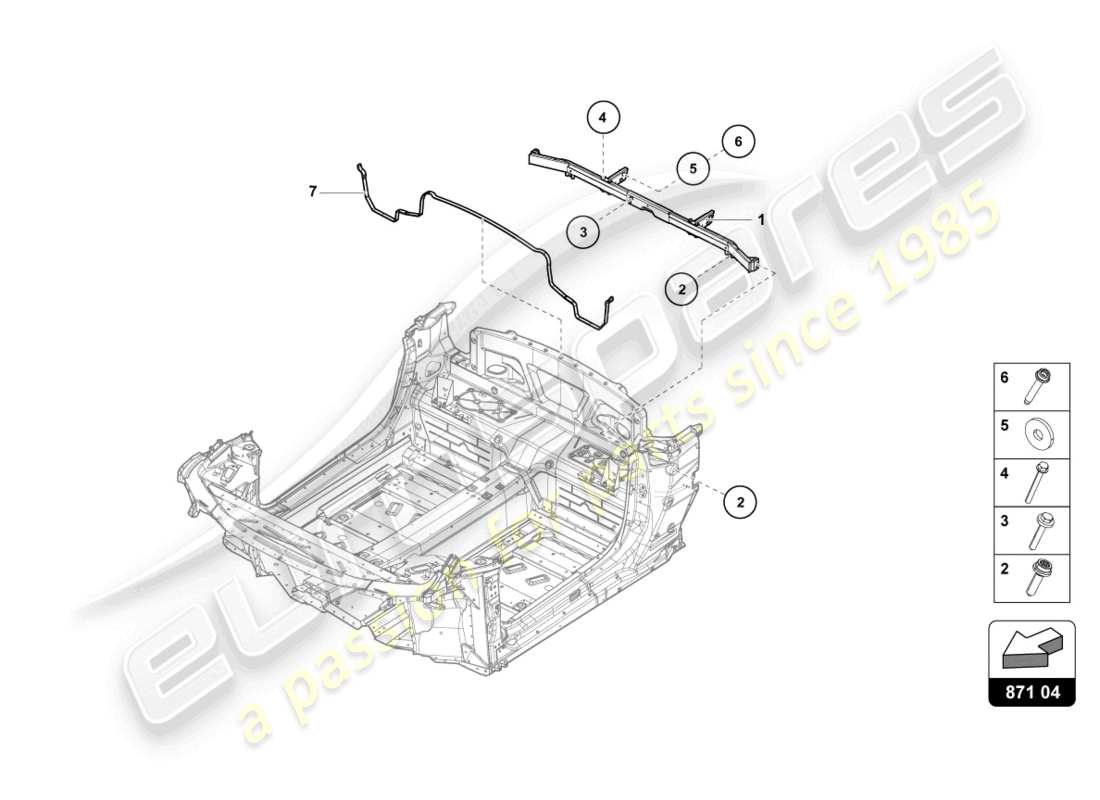 lamborghini 2023 (evo spyder) cross member rear part diagram