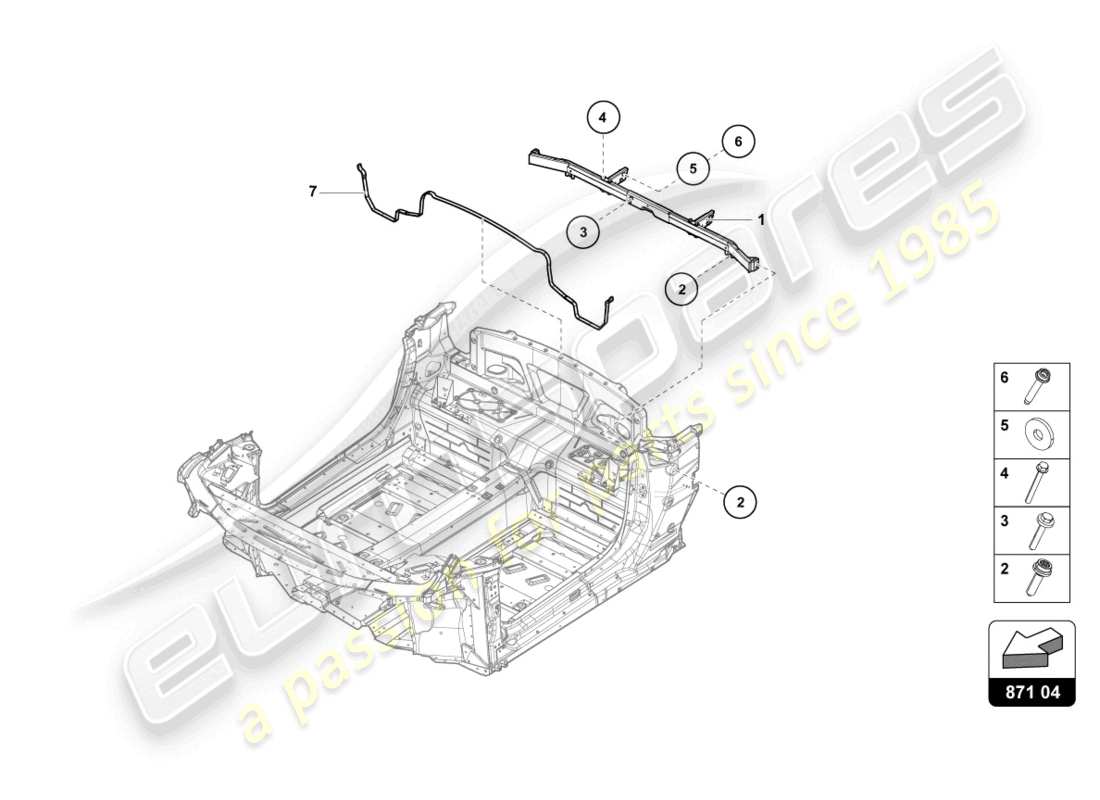 lamborghini evo spyder (2023) cross member rear part diagram