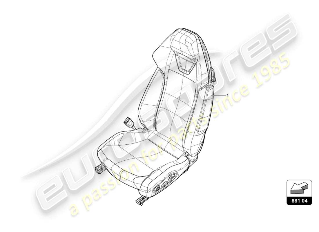 lamborghini 2022 (evo spyder) seat 'standard trim' part diagram