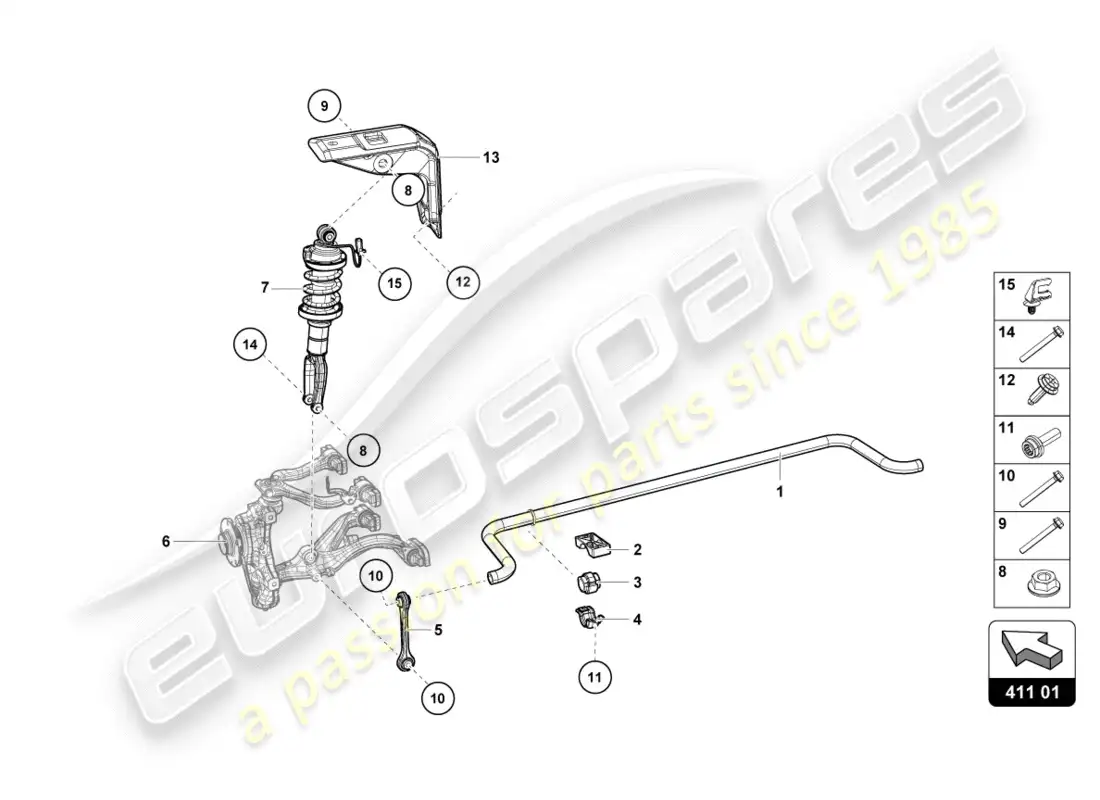lamborghini lp600-4 zhong coupe (2016) shock absorbers front parts diagram