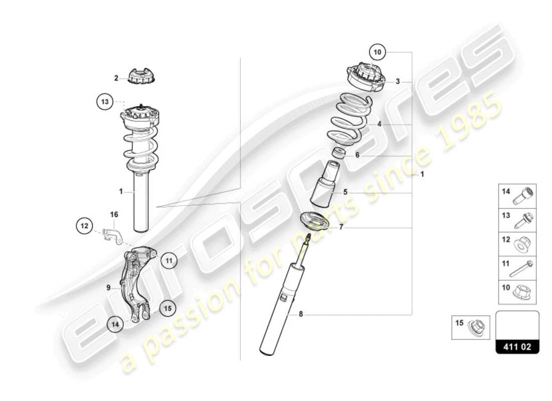 lamborghini urus performante (2024) shock absorbers parts diagram