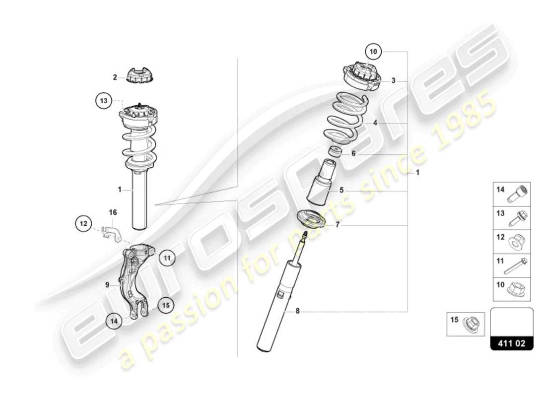 lamborghini urus performante (2024) shock absorbers part diagram