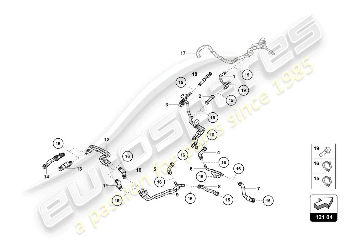 lamborghini 2024 (sto) coolant hoses and pipes part diagram