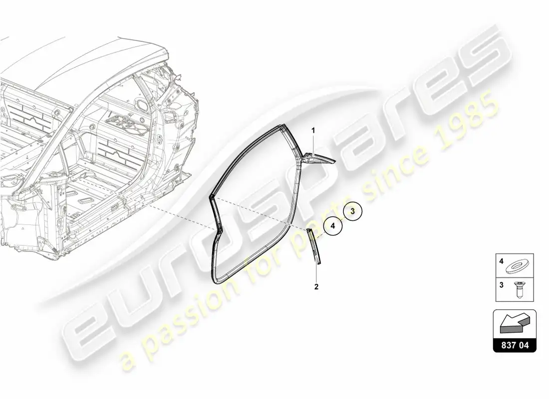 lamborghini lp600-4 zhong coupe (2016) door seal front doors parts diagram