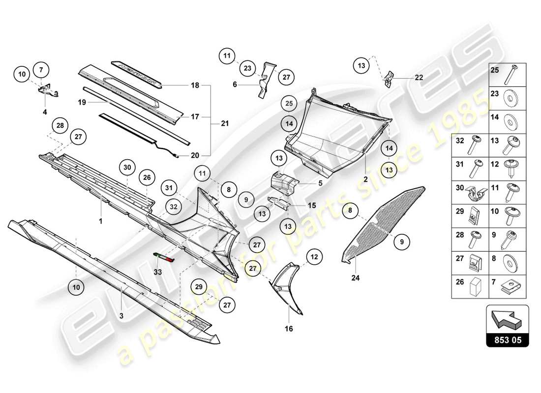 lamborghini 2022 (lp770-4 svj coupe) lower external side member for wheel housing parts diagram