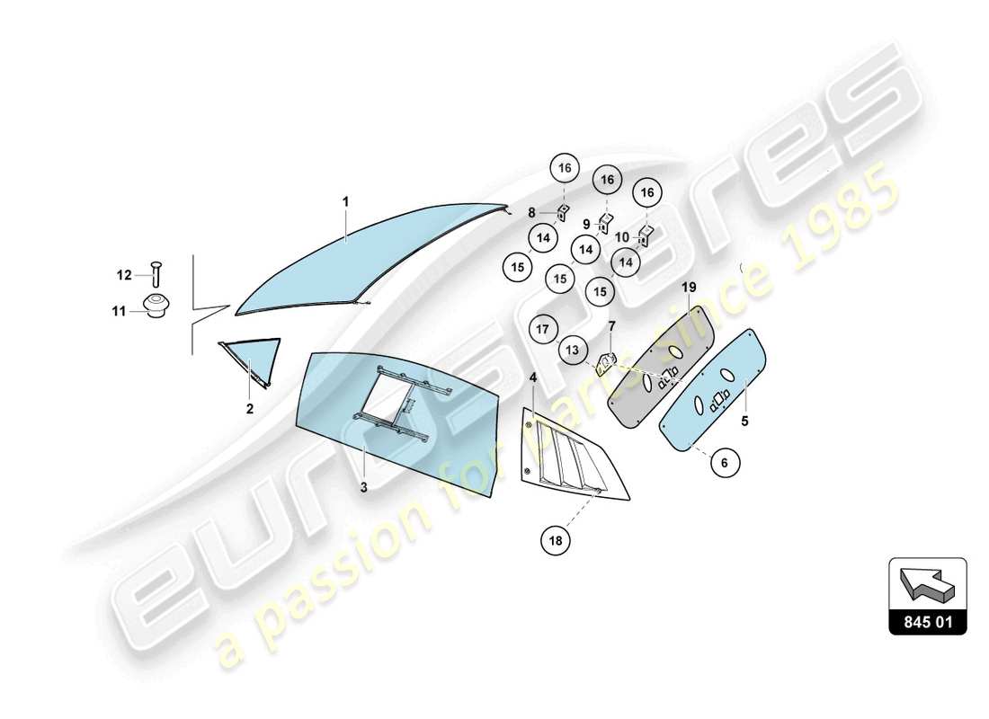 lamborghini 2015 (super trofeo) windows part diagram